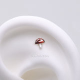 Detail View 1 of Implant Grade Titanium OneFit Threadless Poison Mushroom Sparkle Top Part-Red/Clear Gem