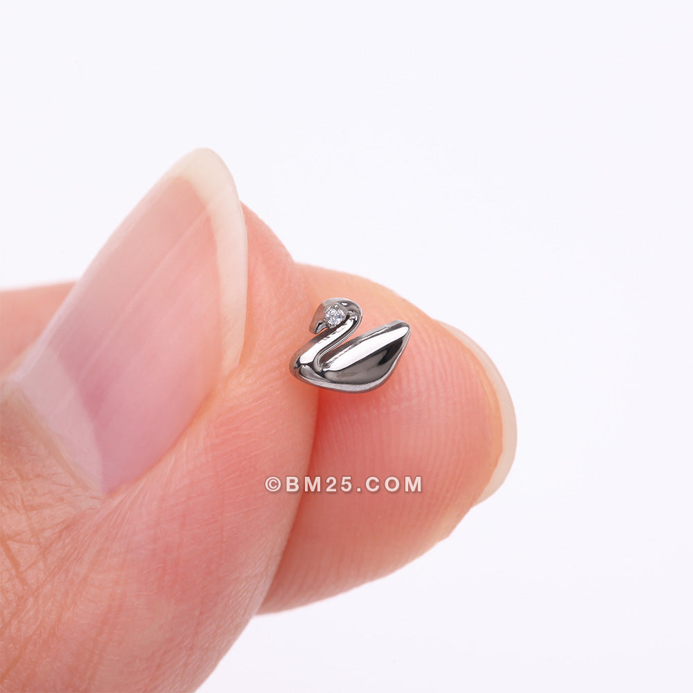 Detail View 2 of Implant Grade Titanium OneFit‚Ñ¢ Threadless Swan Elegance Sparkle Top Part-Clear Gem