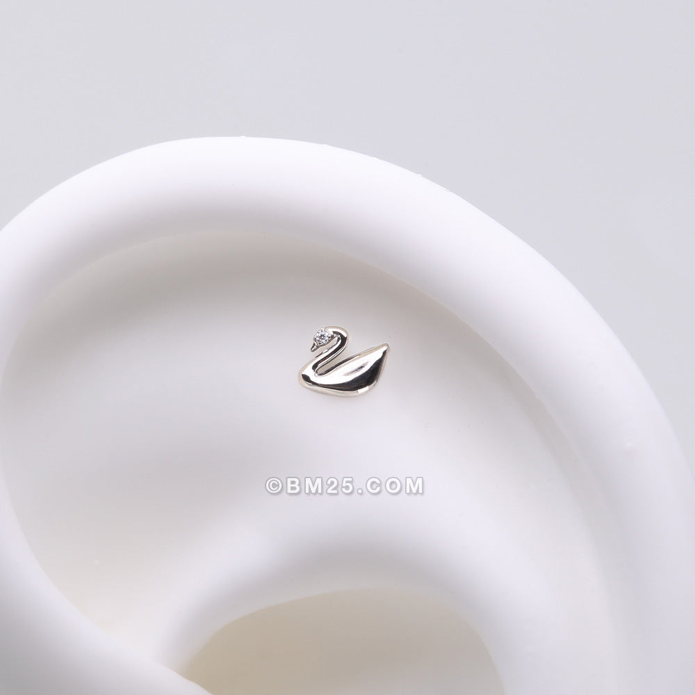 Detail View 1 of Implant Grade Titanium OneFit‚Ñ¢ Threadless Swan Elegance Sparkle Top Part-Clear Gem