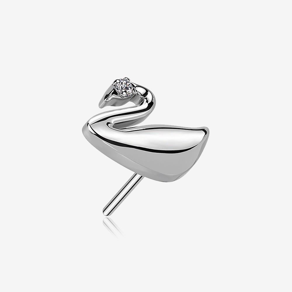 Implant Grade Titanium OneFit‚Ñ¢ Threadless Swan Elegance Sparkle Top Part-Clear Gem