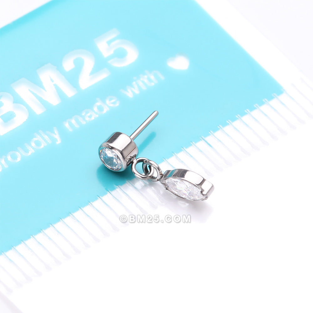 Detail View 4 of Implant Grade Titanium OneFit‚Ñ¢ Threadless Bezel Set Marquise Dangle Sparkle Top Part-Clear Gem