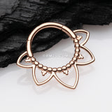 Detail View 1 of Rose Gold Royal Bali Floral Seamless Clicker Hoop Ring