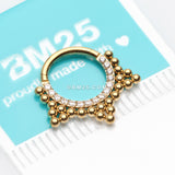 Detail View 2 of Golden Royal Bali Beads Trine Sparkle Seamless Clicker Hoop Ring-Clear Gem