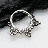 Detail View 1 of Royal Bali Beads Trine Sparkle Seamless Clicker Hoop Ring-Clear Gem