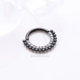 Detail View 1 of Blackline Royal Bali Beads Arc Sparkle Seamless Clicker Hoop Ring-Clear Gem