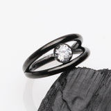 Detail View 1 of Blackline Double Hoop Sparkle Seamless Clicker Hoop Ring-Clear Gem