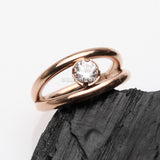 Detail View 1 of Rose Gold Double Hoop Sparkle Seamless Clicker Hoop Ring-Clear Gem