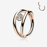 Rose Gold Double Hoop Sparkle Seamless Clicker Hoop Ring