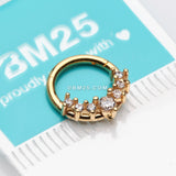 Detail View 2 of Golden Sparkle Princess Journey Seamless Clicker Hoop Ring-Clear Gem