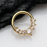 Detail View 1 of Golden Sparkle Princess Journey Seamless Clicker Hoop Ring-Clear Gem