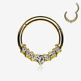 Golden Sparkle Princess Journey Seamless Clicker Hoop Ring-Clear Gem