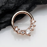 Detail View 1 of Rose Gold Sparkle Princess Journey Seamless Clicker Hoop Ring-Clear Gem