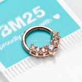 Detail View 2 of Rose Gold Sparkle Princess Journey Seamless Clicker Hoop Ring-Clear Gem
