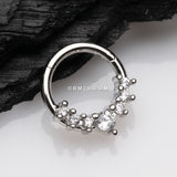 Detail View 1 of Sparkle Princess Journey Seamless Clicker Hoop Ring-Clear Gem