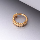 Detail View 1 of Golden Milgrain Beads Laced Steel Seamless Clicker Hoop Ring