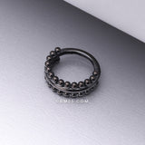 Detail View 1 of Blackline Milgrain Beads Laced Steel Seamless Clicker Hoop Ring
