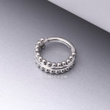Detail View 1 of Milgrain Beads Laced Steel Seamless Clicker Hoop Ring