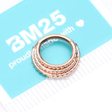 Detail View 4 of Rose Gold Triple Stacked Pyramid Studded Geometric Seamless Clicker Hoop Ring
