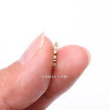 Detail View 2 of Golden Pyramid Studded Multi-Gem Sparkles Geometric Seamless Clicker Hoop Ring-Clear Gem