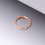 Detail View 1 of Rose Gold Pyramid Studded Multi-Gem Sparkles Geometric Seamless Clicker Hoop Ring-Clear Gem
