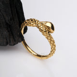 Detail View 1 of Golden Slithering Snake Steel Seamless Clicker Hoop Ring
