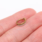Detail View 2 of Golden Beaded Layer Sparkle Elegance Clicker Hoop Ring-Clear Gem