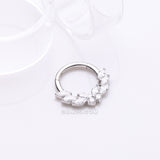 Detail View 1 of Butterfly Goddess Sparkle Clicker Hoop Ring-Clear Gem