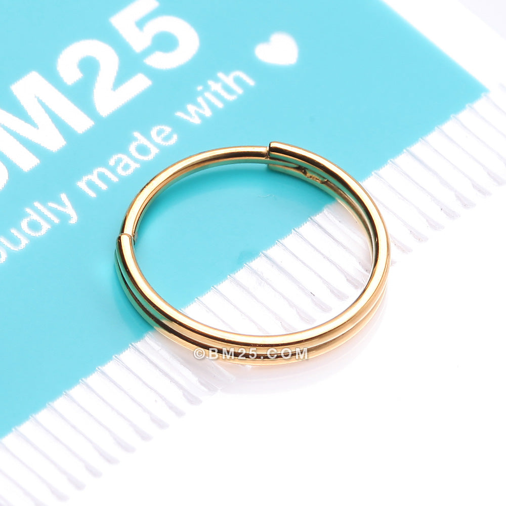 Detail View 4 of Golden Skinny Double Layered Clicker Hoop Ring