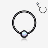Blackline Fire Opal Sparkle CBR Style Seamless Clicker Hoop Ring