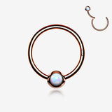 Rose Gold Fire Opal Sparkle CBR Style Seamless Clicker Hoop Ring