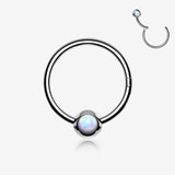 Fire Opal Sparkle CBR Style Seamless Clicker Hoop Ring-White Opal