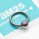 Detail View 2 of Fire Opal Sparkle CBR Style Seamless Clicker Hoop Ring-Purple Opal