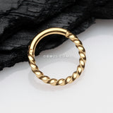 Detail View 1 of Golden Twisted Metal Seamless Clicker Hoop Ring