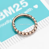 Detail View 2 of Rose Gold Twisted Metal Seamless Clicker Hoop Ring