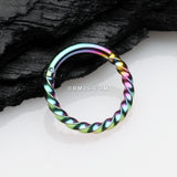 Detail View 1 of Colorline Twisted Metal Seamless Clicker Hoop Ring