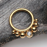 Detail View 1 of Golden Bali Beads Sparkle Gem Seamless Clicker Hoop Ring-Clear Gem