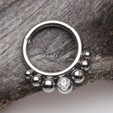 Detail View 1 of Bali Beads Sparkle Gem Seamless Clicker Hoop Ring-Clear Gem