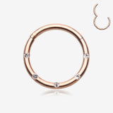 Rose Gold Multi-Gem Seamless Clicker Hoop Ring-Clear Gem