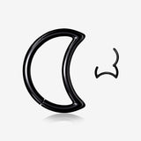 Blackline Crescent Moon Seamless Clicker Hoop Ring