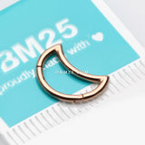 Detail View 2 of Rose Gold Crescent Moon Seamless Clicker Hoop Ring