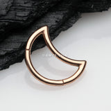 Detail View 1 of Rose Gold Crescent Moon Seamless Clicker Hoop Ring