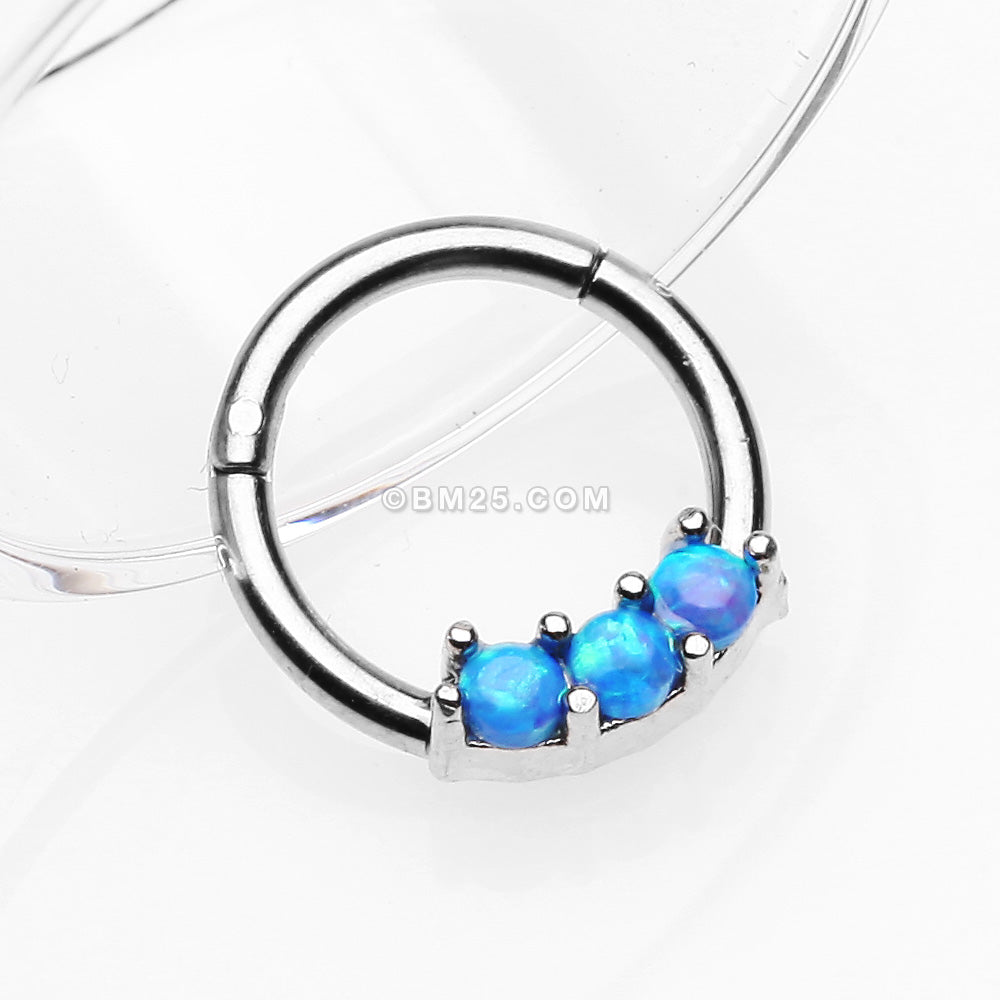 Detail View 1 of Glistening Fire Opal Sparkle Seamless Clicker Ring-Blue