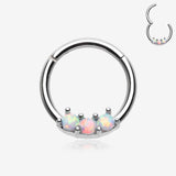 Glistening Fire Opal Sparkle Seamless Clicker Ring-White
