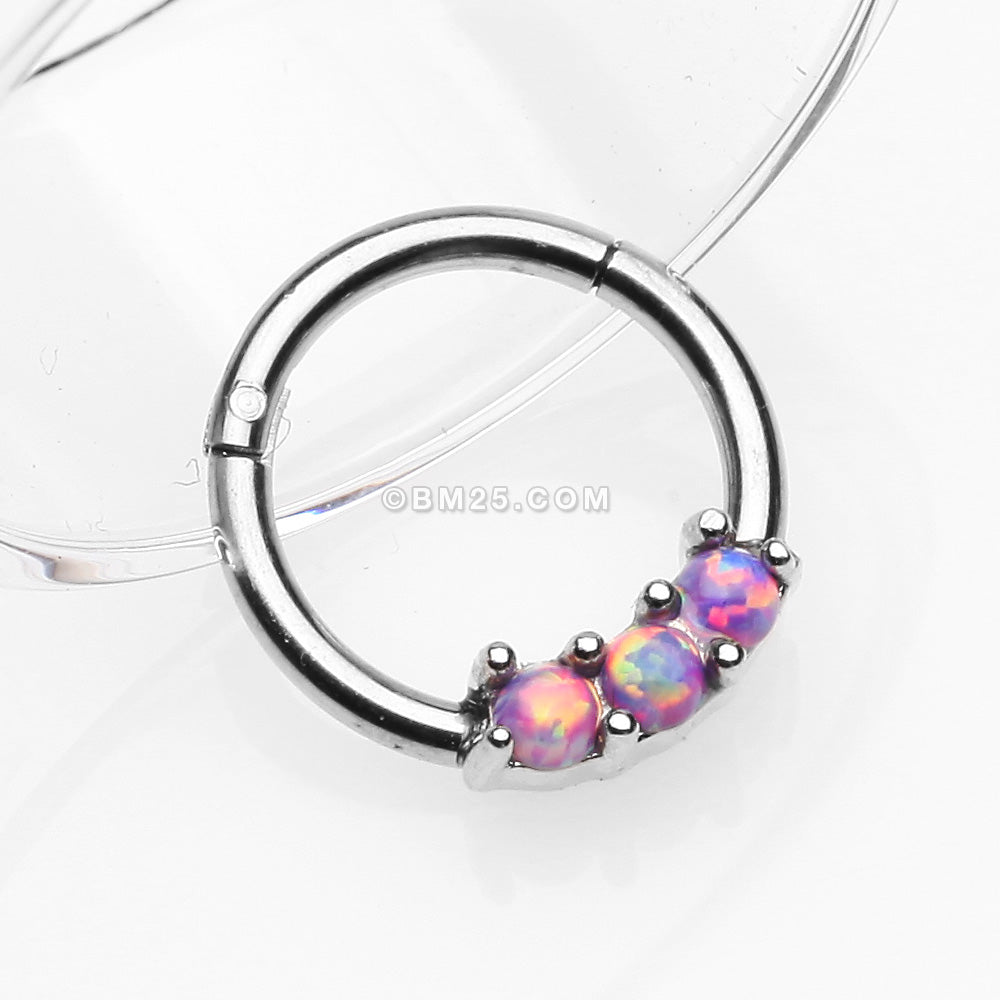 Detail View 1 of Glistening Fire Opal Sparkle Seamless Clicker Ring-Purple