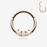 Rose Gold Glistening Fire Opal Sparkle Seamless Clicker Ring