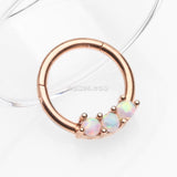 Detail View 1 of Rose Gold Glistening Fire Opal Sparkle Seamless Clicker Ring-White