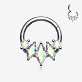 Marquise Floral Sparkle Gem Seamless Clicker Hoop Ring