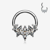 Marquise Floral Sparkle Gem Seamless Clicker Hoop Ring-Clear Gem