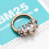 Detail View 2 of Rose Gold Marquise Floral Sparkle Gem Seamless Clicker Hoop Ring-Clear Gem