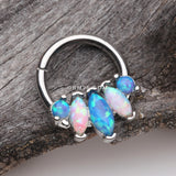 Detail View 1 of Marquise Fire Opal Sparkle Floral Seamless Clicker Hoop Ring